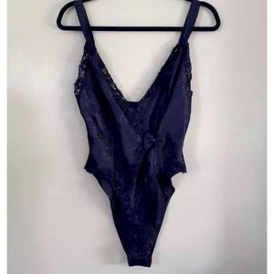 90s vintage Navy Bodysuit Lingere Size Small